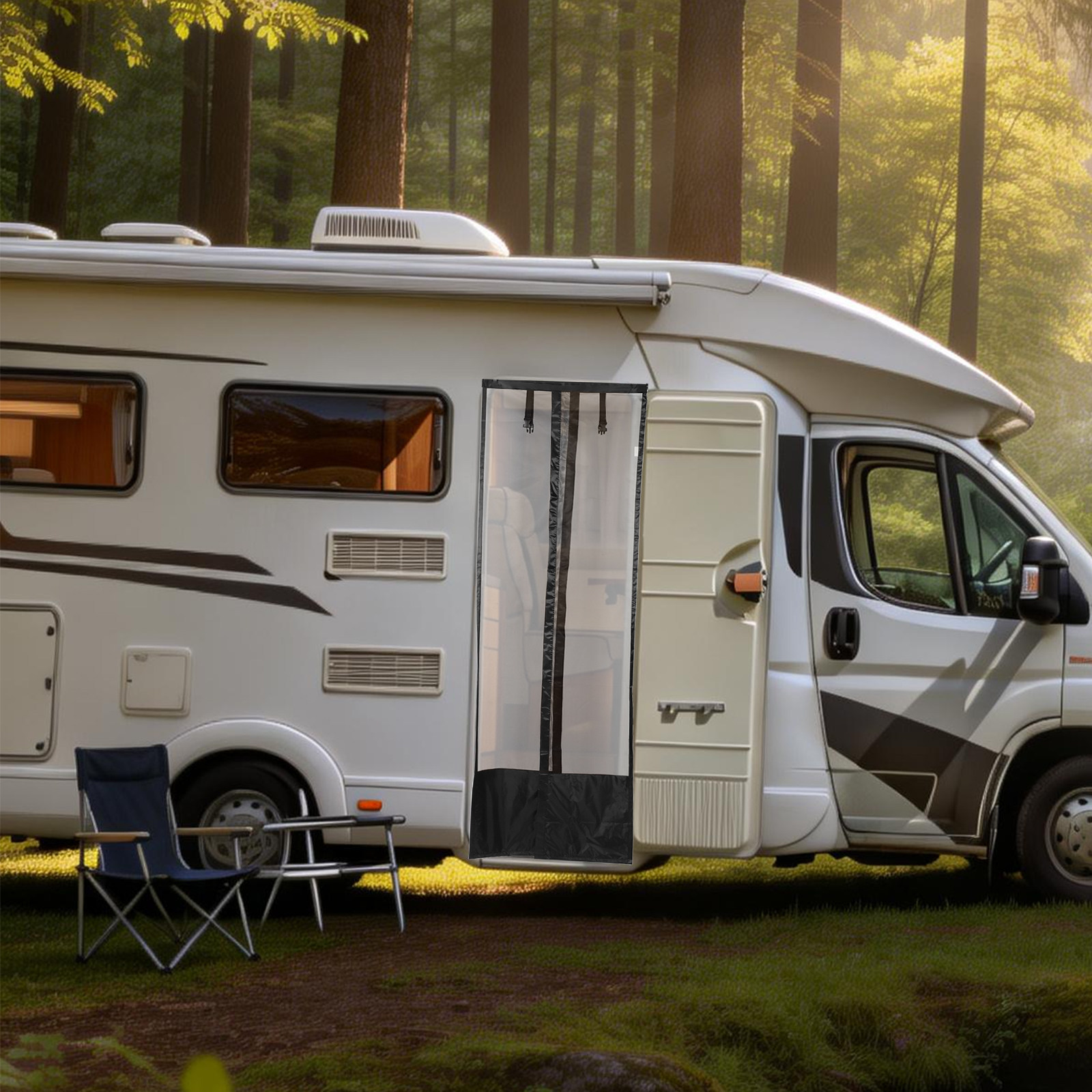 Outdoor Camping Trailer - Breathable Mesh Rv Door Curtain for