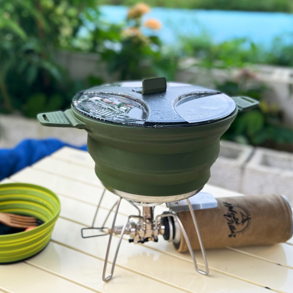 Outdoor Camping Utensils - Outdoor Camping Folding Pot, Silicone Hiking