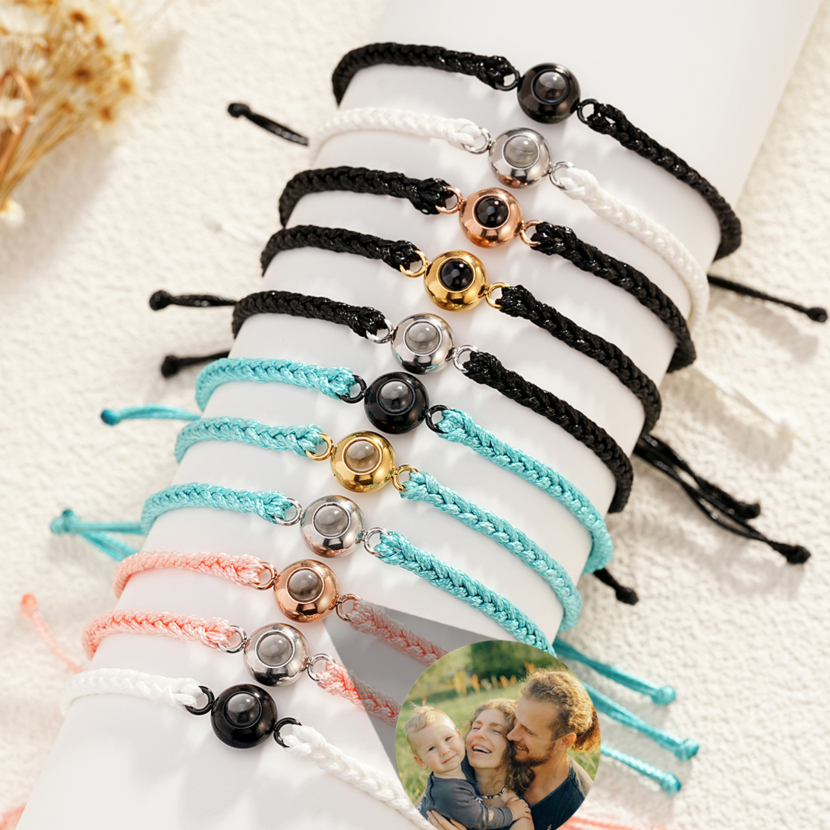 Paracord Bracelet - Custom Stainless Braided Bracelet Personalized Circle