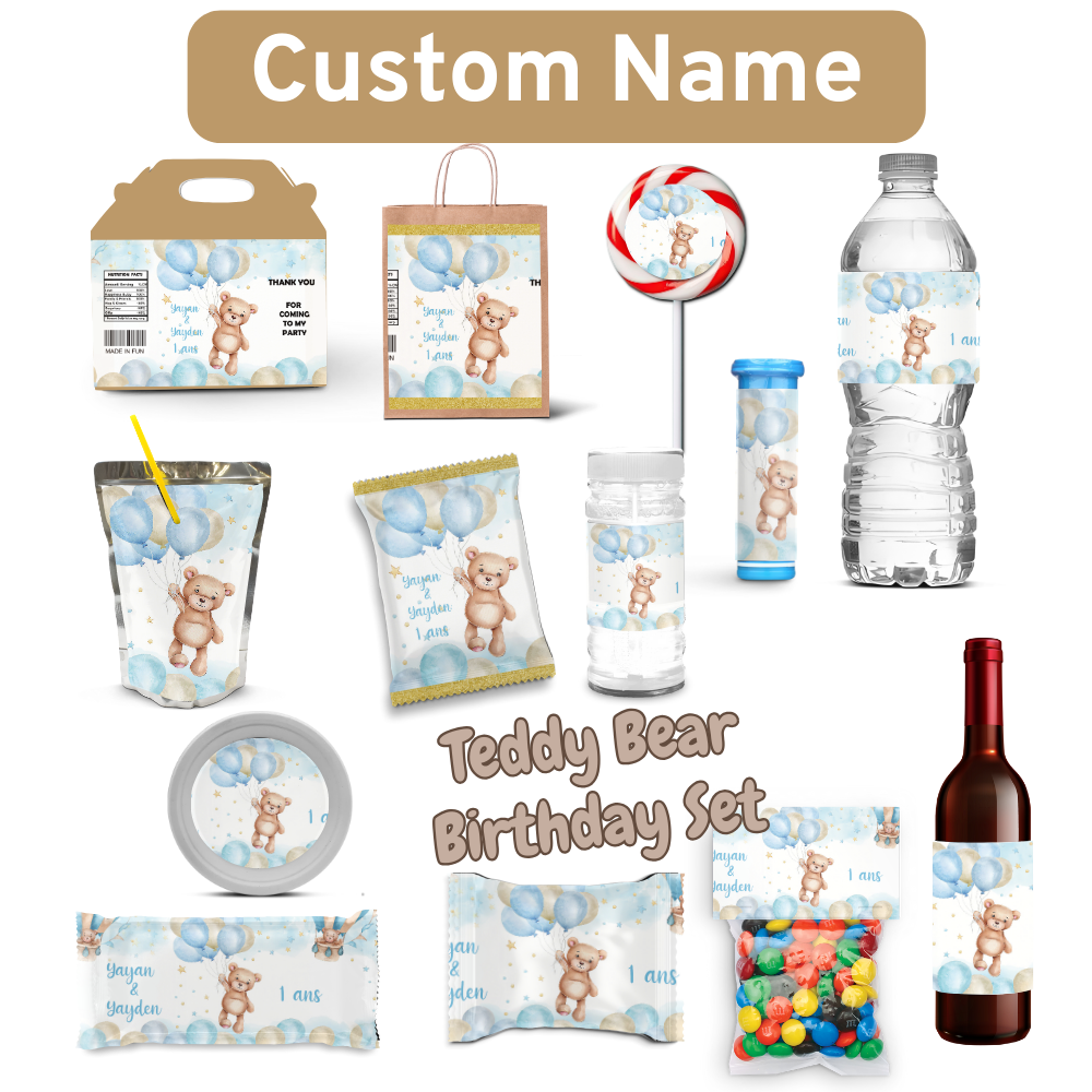 Bear Canister - Personalized Teddy Bear Birthday Party Supplies