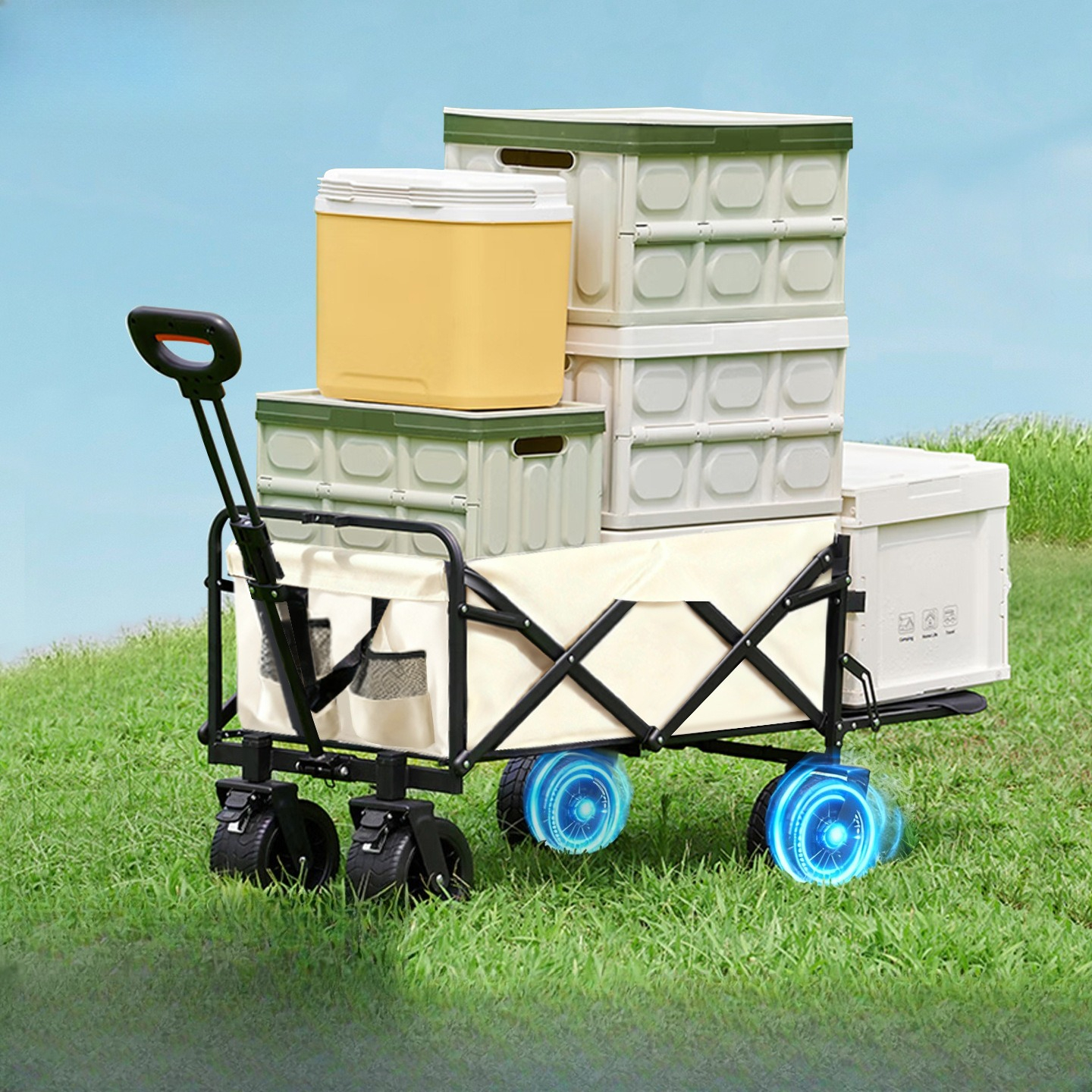 Outdoor Camping Trailer - Electric Camping Cart, Foldable Outdoor Wagon
