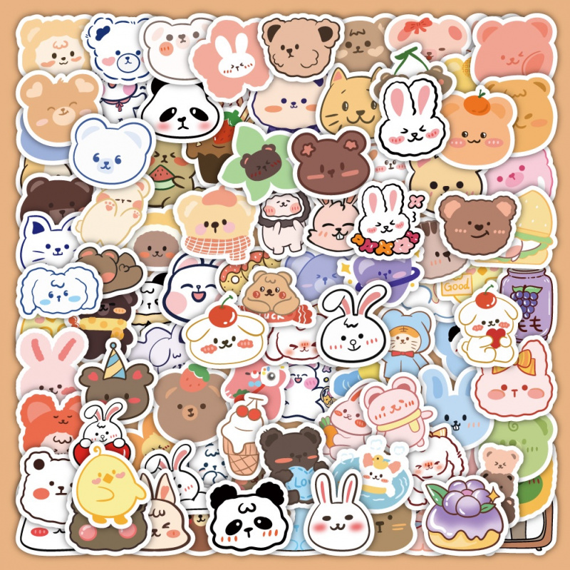 100pcs Cute  Bear Stickers Vin – обзор и цена Bear Canister