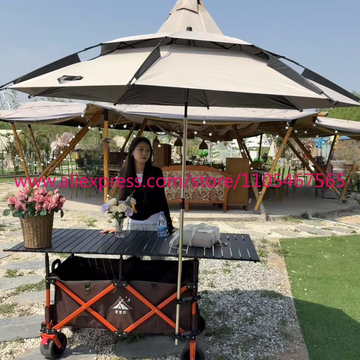 1PCS camper stall large foldab – обзор и цена Outdoor Camping Trolley