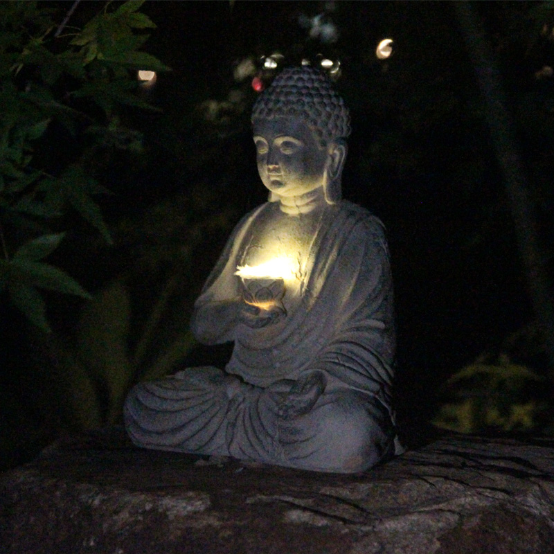 Resin Solar Buddha Statue Scul – обзор и цена Outdoor Camping Japan