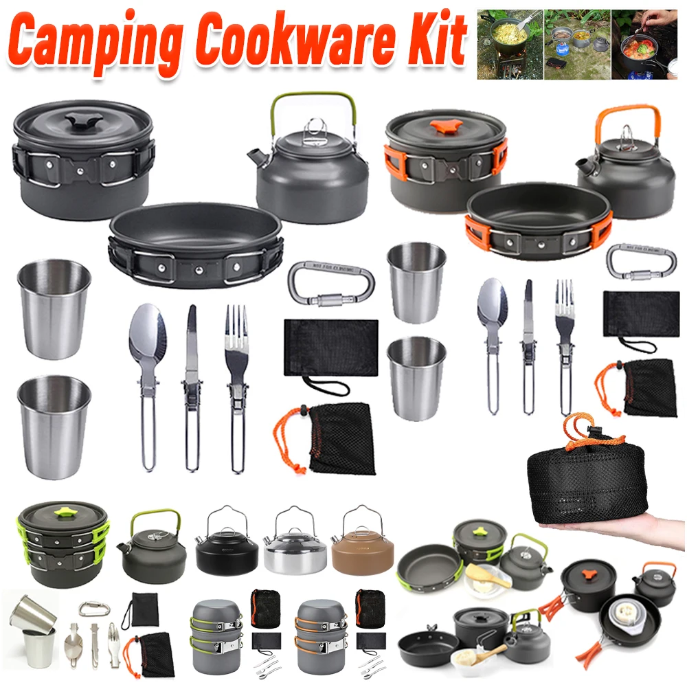 Camping Cookware Kit Kettle Po – обзор и цена Outdoor Camping Utensils
