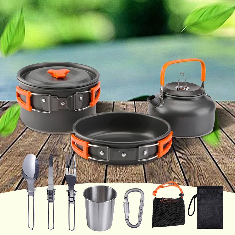 Camping Cookware Kit Kettle Po – обзор и цена Outdoor Camping Utensils